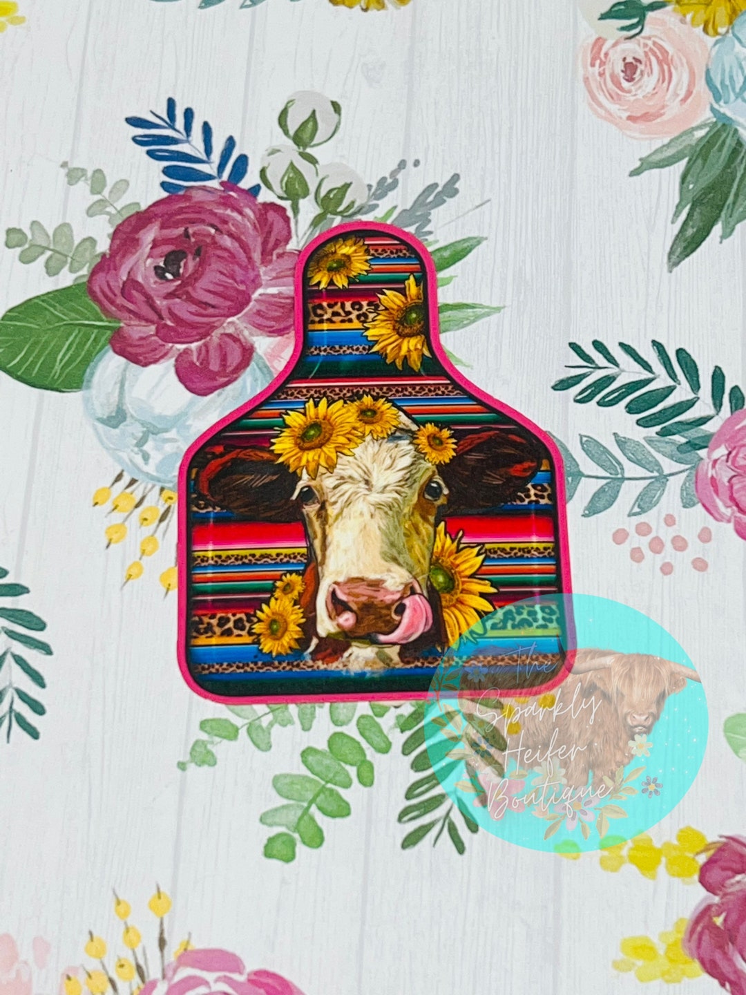 Cowhide Sticker Ear Tag Die Cut Sticker Set,cow Sticker,cactus Sticker,cowhide,western ...
