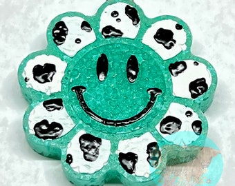 Cow Print Flower Smiley Car Freshie,Custom Made Freshie,Handmade,Aroma Bead Freshie,Car Freshener,Accessories,Smiley Freshie,Gift for Her