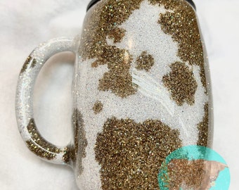 Cowhide Tumbler,Cowgirl Western Tumbler,Epoxy Tumbler,Glitter Coffee Mug,Custom Tumbler,Glitter Tumbler,Gift for Her,Handmade,Yeti Cup