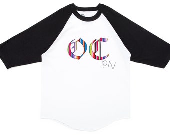 Serape Blue "OC Por/Vida" Baseball Tee
