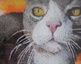 Custom Pet Portraiture, Cat Portraiture, Pet Cat Painting, Pet Painting, 8X10, Pet Memorial, Acrylic