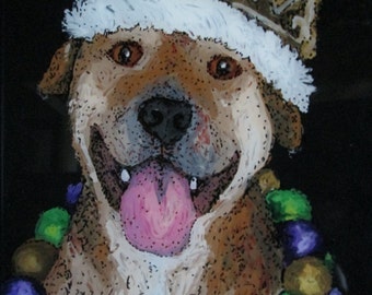Barkus King Dog, Dog Portrait, Pet Painting Print, Animal Print, Mardi Gras Dog