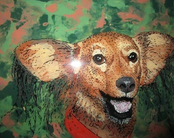 Custom Pet Portrait in Reverse Glass Style, 11 X 14,Custom Dog Painting, Custom Cat Painting, Pet Memorial, Acrylic