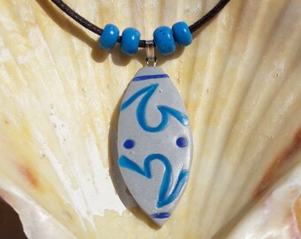 Polymer Clay Surfboard Pendant - Handmade Fimo Beach Surf Surfer Style Ocean Jewellery