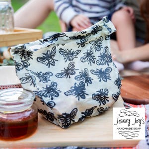 Organic Beeswax Wrap Bread Bag XL  | 16&quot;x16&quot; or 12&quot;x12&quot; | Storage Pouch–Eco-Friendly & Sustainable Storage | Bee Wax Wrap | Like Linen