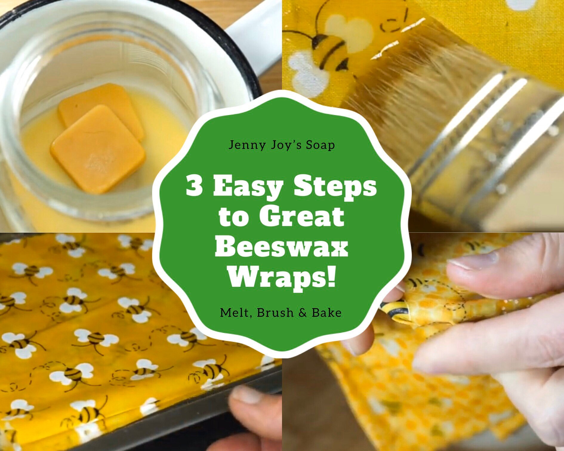 DIY Beeswax Wrap kit Zero Waste Kit Pre Mixed Beeswax bar Pine resin