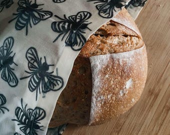 Organic Beeswax Wrap Bread Bag XL  | 16&quot;x16&quot; or 12&quot;x12&quot; | Storage Pouch–Eco-Friendly & Sustainable Storage | Bee Wax Wrap | Like Linen