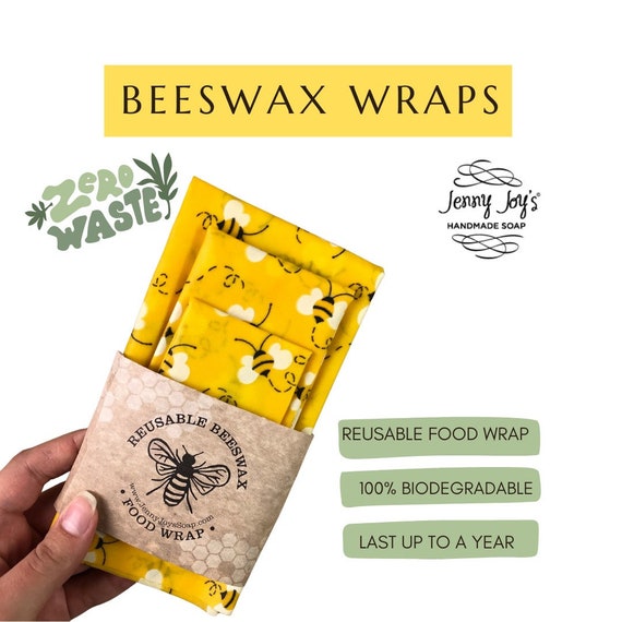 Beeswax Wrap Reusable Food Storage Zero Waste Eco Friendly Wrap With Pine  Resin Bee Fabric DIY Bowl Cover Wax Wrap Paper Set of 3 