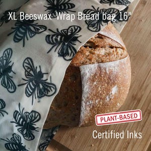 Reusable Beeswax Bread Bag " XL | Sourdough Bread Storage | Organic Cotton| Made in USA | Bread Baker Gift | Plastic Free | Handmade