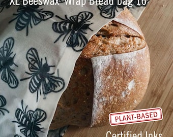 Reusable Beeswax Bread Bag " XL | Sourdough Bread Storage | Organic Cotton| Made in USA | Bread Baker Gift | Plastic Free | Handmade
