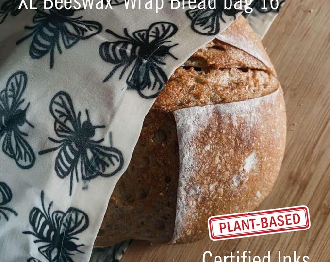 Reusable Beeswax Bread Bag " XL | Sourdough Bread Storage | Organic Cotton| Made in USA | Bread Baker Gift | Plastic Free | Handmade
