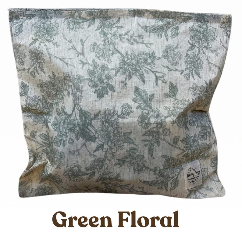 Reusable Beeswax Bread Bag 16"x16" XL | Sourdough Bread Storage | Organic Cotton| Made in USA | Bread Baker Gift | Plastic Free | Handmade Green Floral