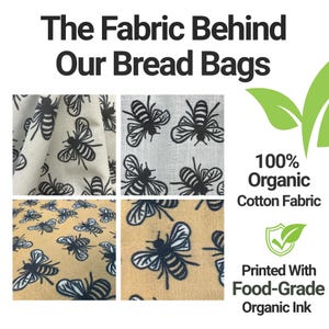 Reusable Beeswax Bread Bag 16"x16" XL | Sourdough Bread Storage | Organic Cotton| Made in USA | Bread Baker Gift | Plastic Free | Handmade image 7