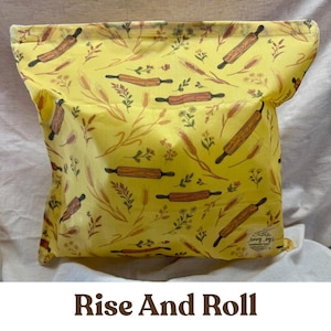 Reusable Beeswax Bread Bag 16"x16" XL | Sourdough Bread Storage | Organic Cotton| Made in USA | Bread Baker Gift | Plastic Free | Handmade Rise And Roll