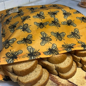 Reusable Beeswax Bread Bag 16"x16" XL | Sourdough Bread Storage | Organic Cotton| Made in USA | Bread Baker Gift | Plastic Free | Handmade image 2