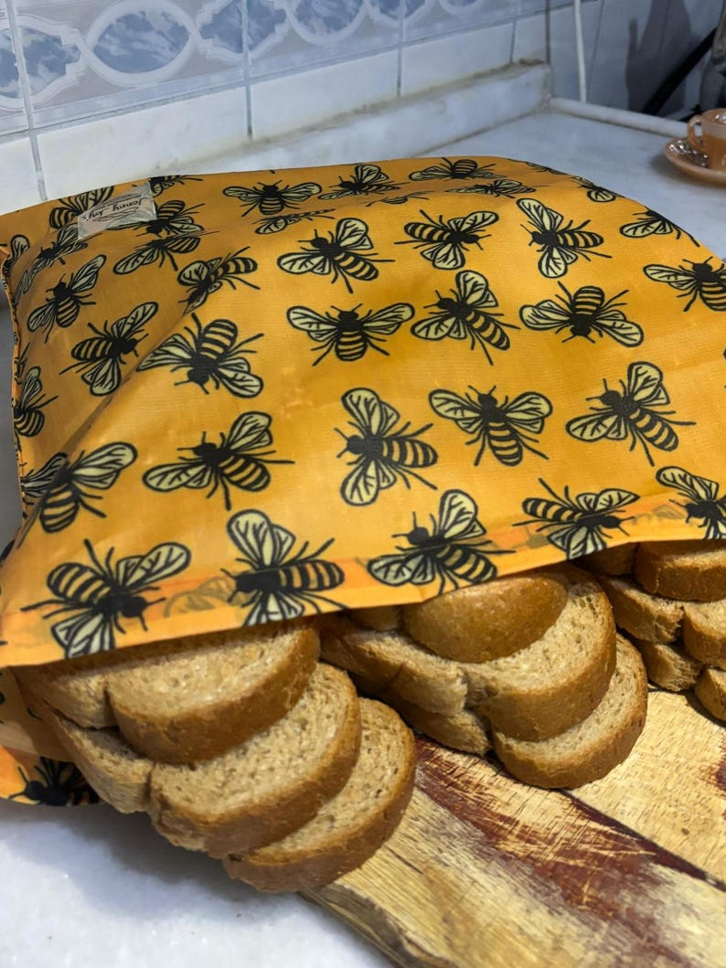 Reusable Beeswax Bread Bag 16"x16" XL | Sourdough Bread Storage | Organic Cotton| Made in USA | Bread Baker Gift | Plastic Free | Handmade image 2