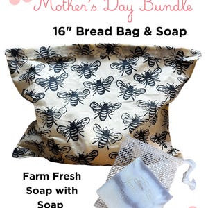 XL Reusable Beeswax Bread Bag  | 16"x16" or 12"x12" | Storage Pouch–Eco-Friendly  Sustainable Storage | Gift Under 25 | Like Linen Sourdough