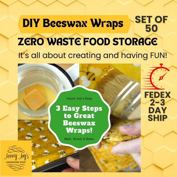 DIY Beeswax Wrap Bar 50 Reusable Food Wrap Storage Zero Waste Kitchen  Refresher Bar Pine Resin to Make Food Wraps Eco Friendly Gift 