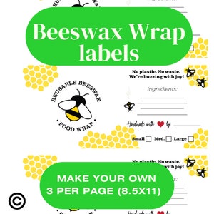 DIY Beeswax Wrap Labels: Printable Gift Tag (PDF/JPG)