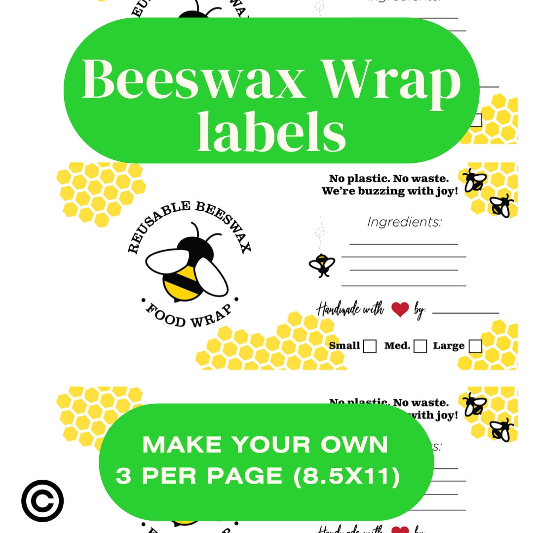 Beeswax Wrap Label DIY Reusable Beeswax Wrap Printable - Etsy