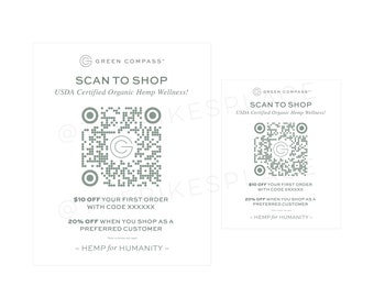 DIGITAL FILE - 8x10 & 5x7 - Green Compass QR Code Sign