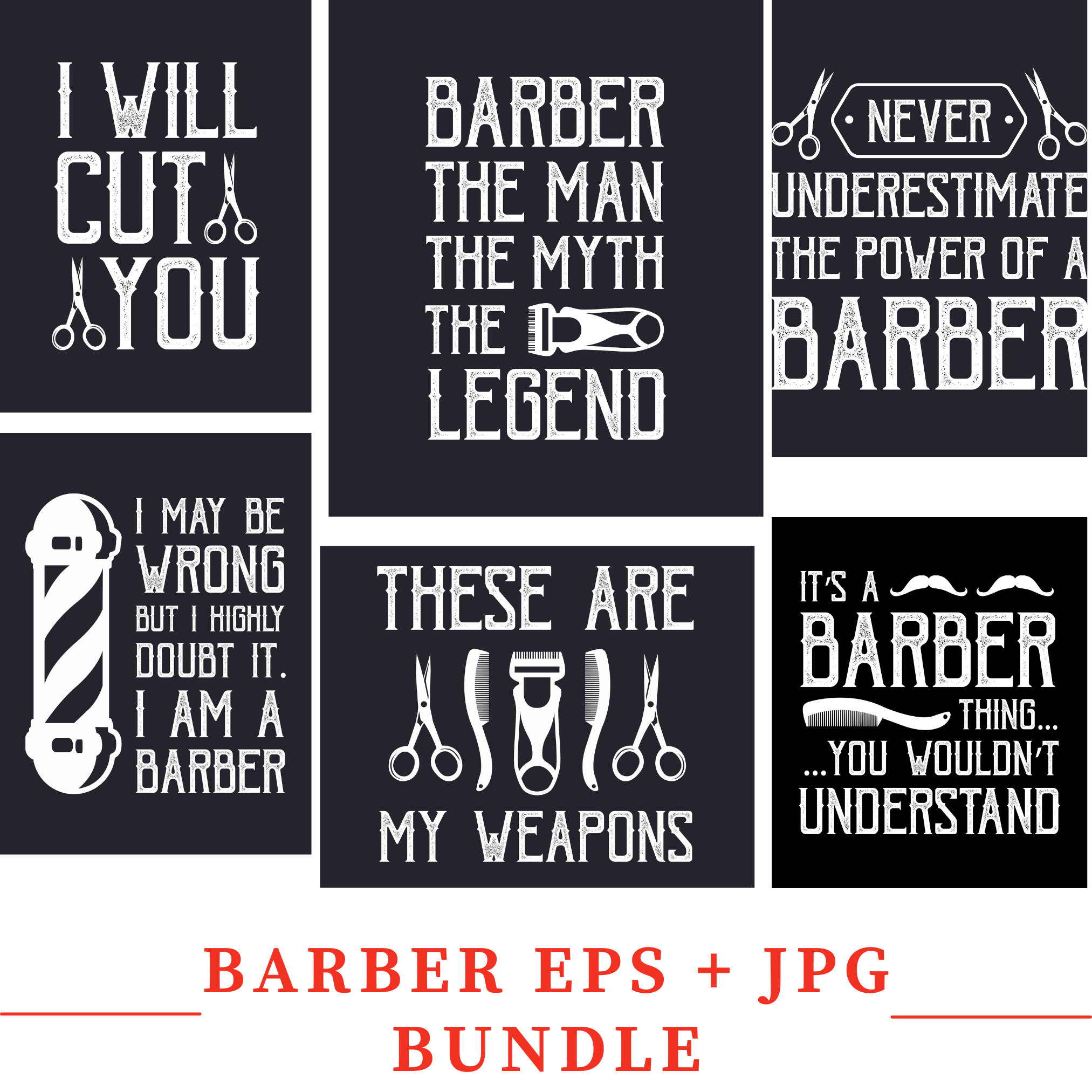 Barber Quotes, Haircut Quotes, Barber Sayings, Haircut Sayings EPS JPG