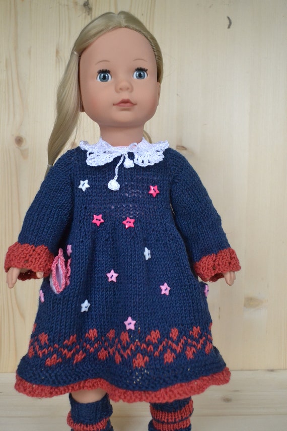 Vestido de flores estampado rojo para 18 /'/' muñecas de nuestra generación.