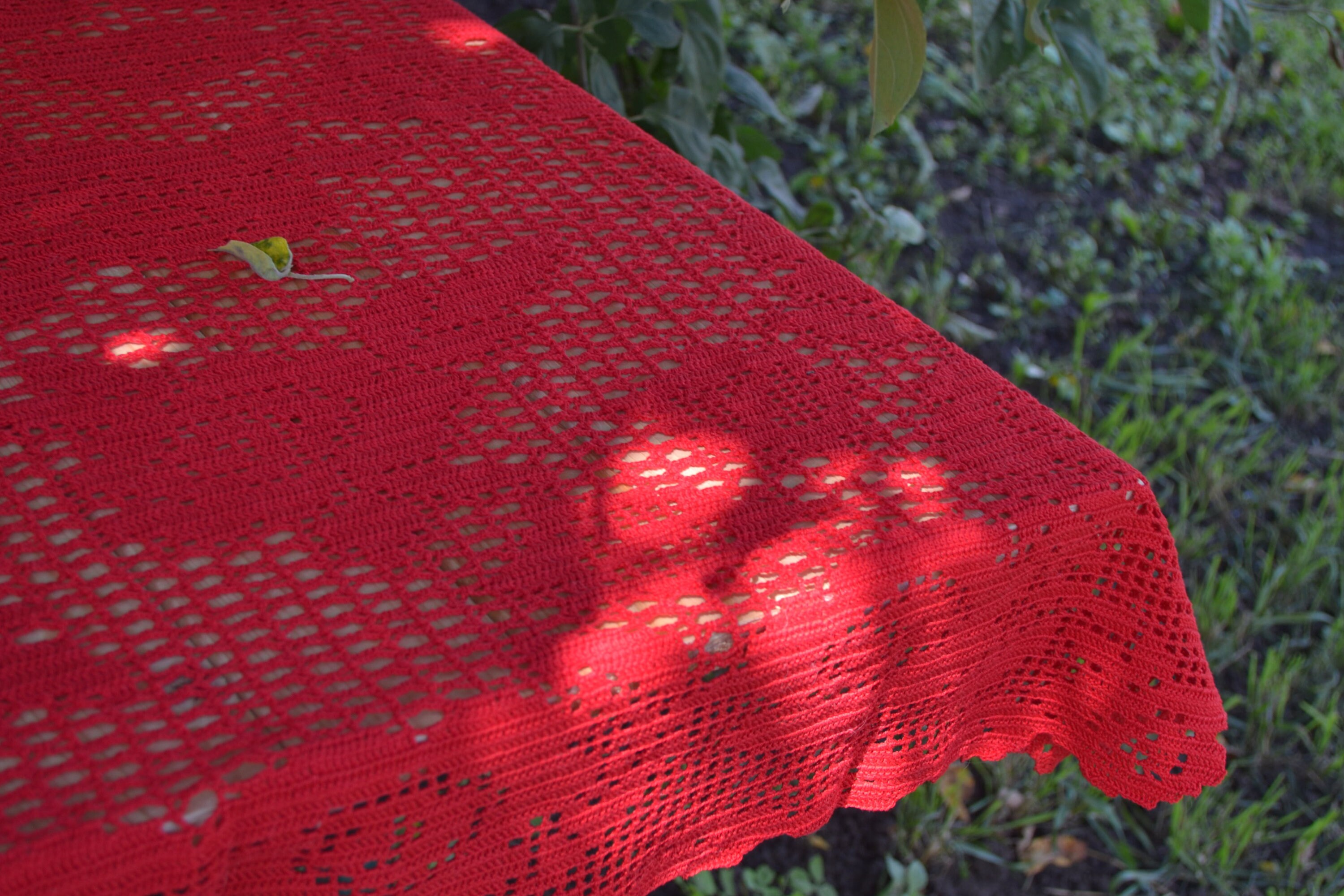 Handmade knitted openwork red knitted loin tablecloth. Etsy