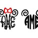 Swirl Mouse Ears Monogram instant download cut file - SVG DXF EPS ps studio3 studio (monogram font sold separately)