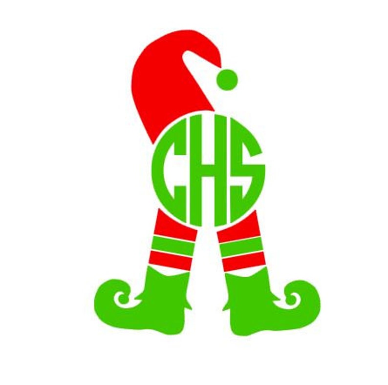 Download Christmas Elf Monogram Frame digital cut file for cutting | Etsy