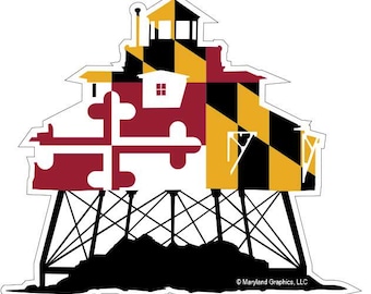 One-of-a-Kind Design of the Thomas Point Shoal Lighthouse – Vehicle, Window, Laptop, Boat Decal (Chesapeake Bay) Annapolis, Maryland