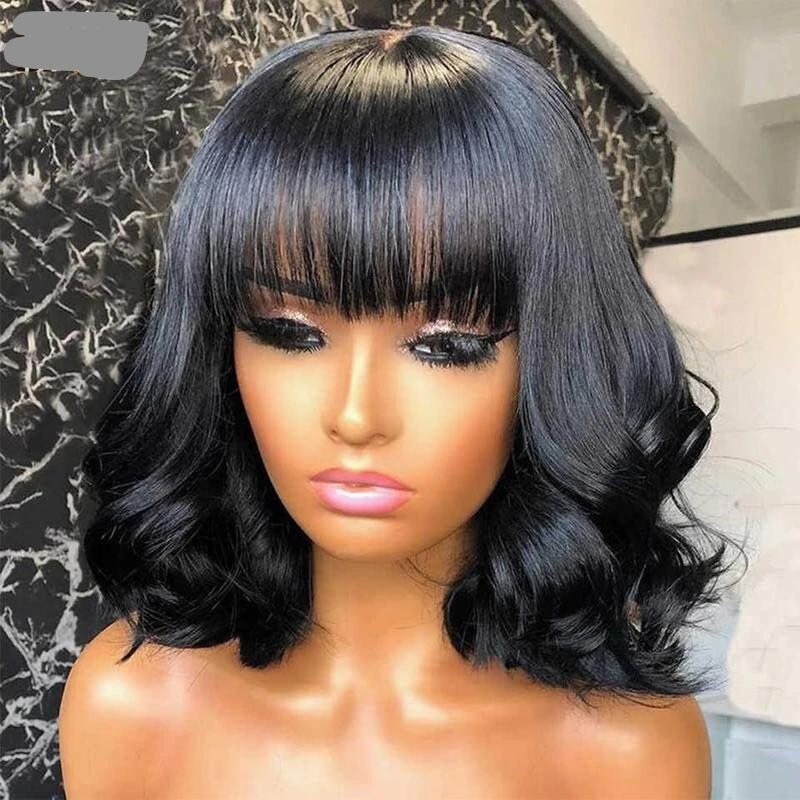 Image of Blunt curly bob with a bob wig