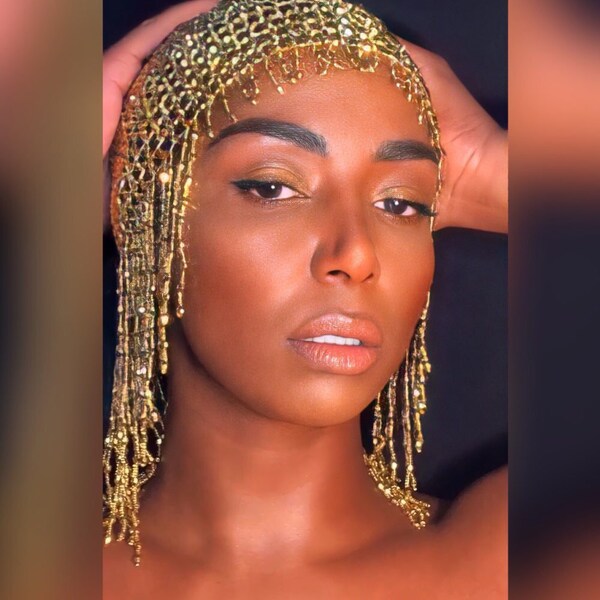 beaded egyptian headpiece