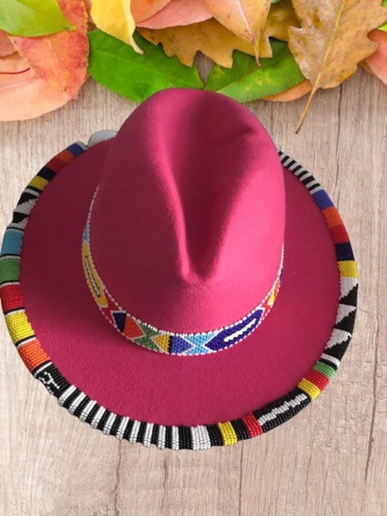 Zulu Beaded Fedora Hat Ladies Fedora Hat Beaded Hat Beaded Etsy UK