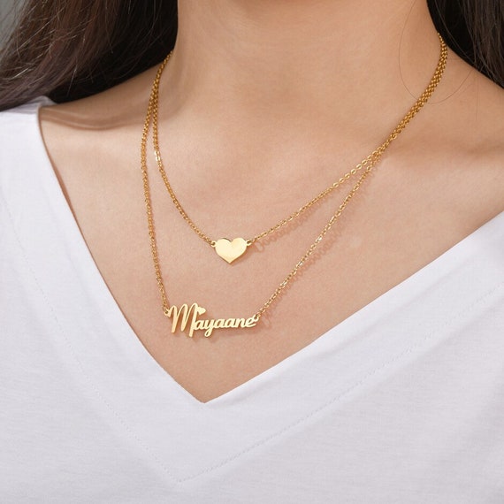 Double layer name necklace deals