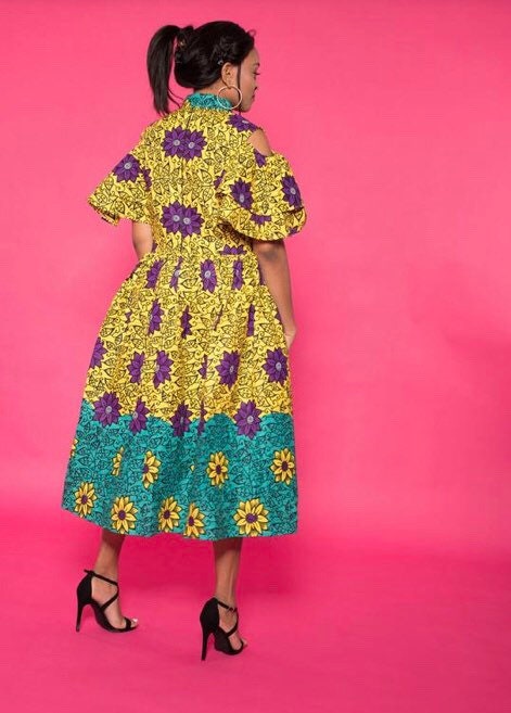 Shakira African Print Midi Dress African Print Dress Ankara - Etsy UK