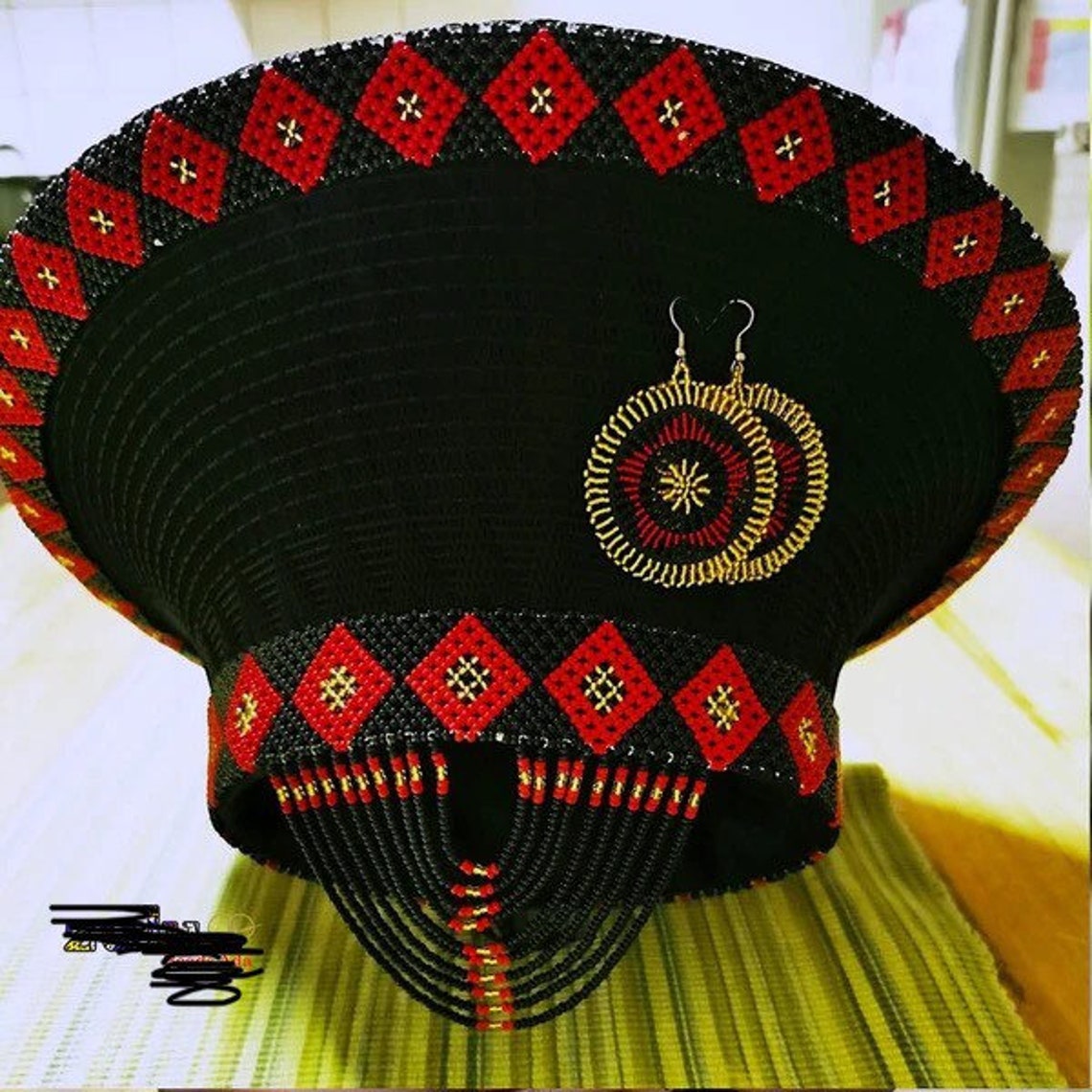Traditional Zulu Beaded Hat Zulu Beaded Hat Isicholo Bucket Etsy UK