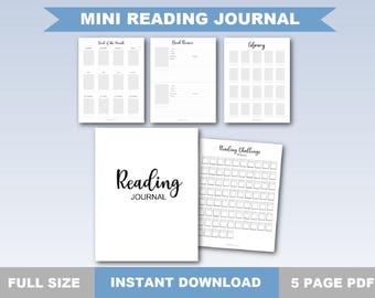Printable Reading Journal (5 pages) Book Tracker | Reading Challenge | Book Review Sheets | Library Log | Monthly Book Tracker