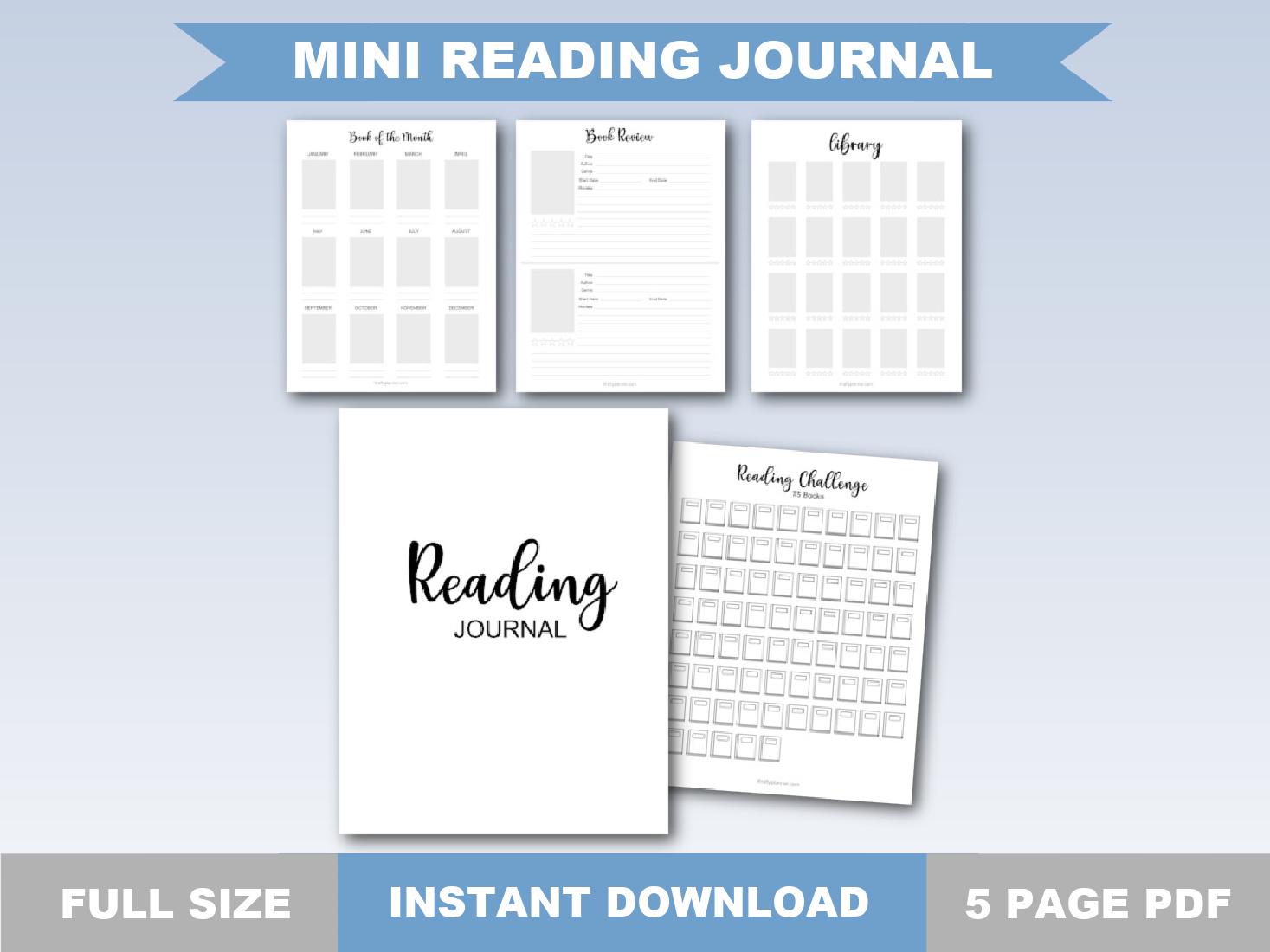 Printable Reading Journal (5 Pages) Book Tracker | Reading Challenge ...