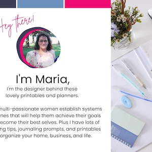 Hey there! Im Maria, the designer behind the Krafty Planner and these lovely printables and planners. I help multi-passionate women establish systems and routines that will help them achieve their goals and become their best selves.