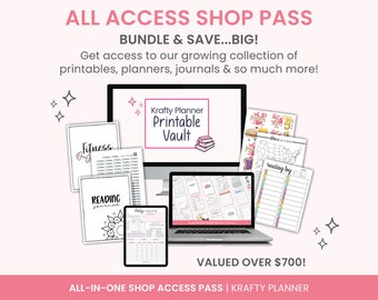 Krafty Planner Printable Vault | All-in-One Access Pass Lifetime Shop Access, Whole Shop Access, Planning, Organizing & Journaling Resources