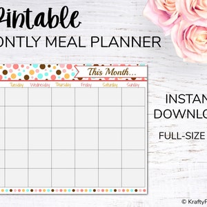 Printable Monthly Menu Planner