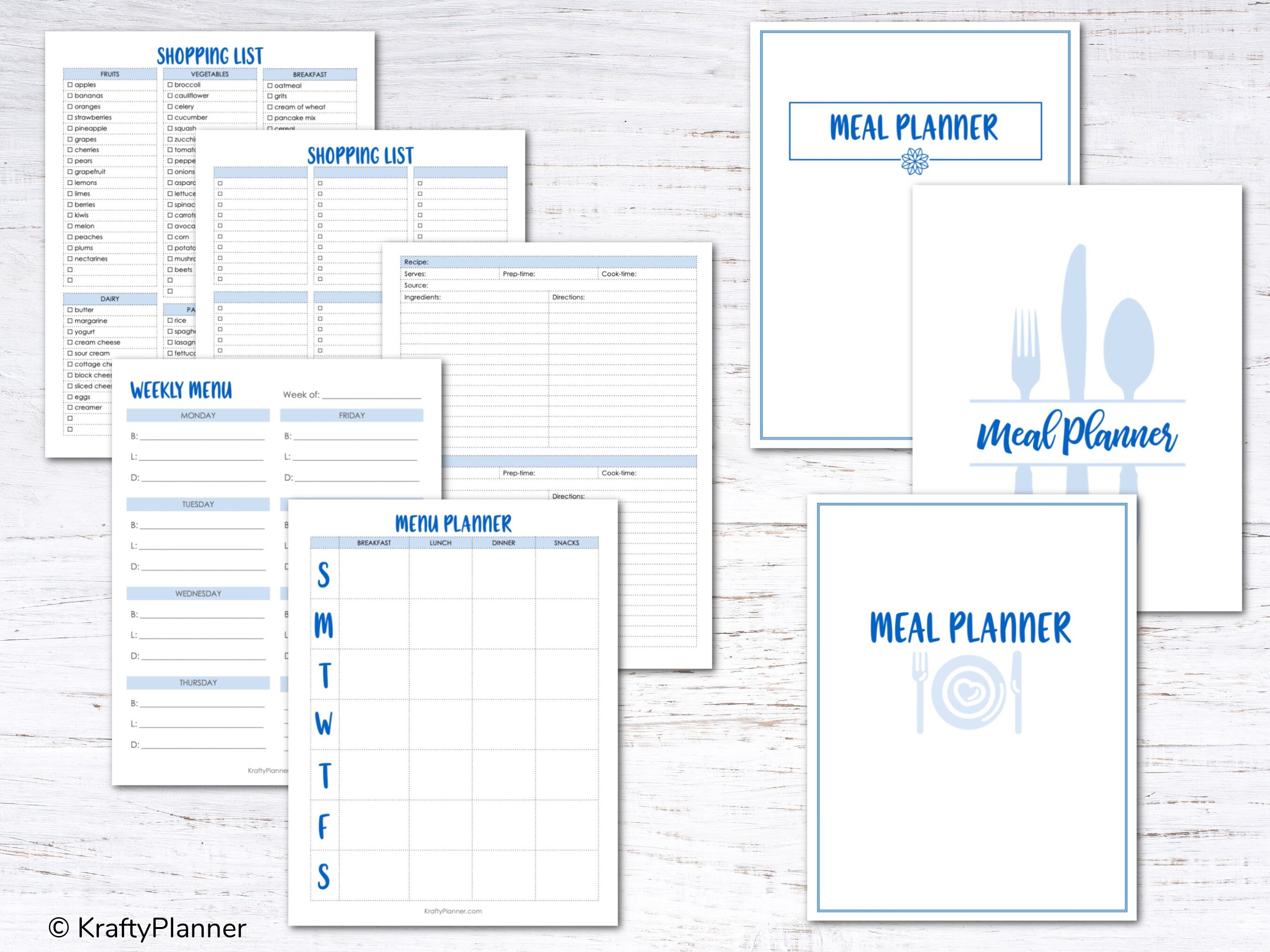 Menu Planner Printables: Black PDF Instant Download - Etsy