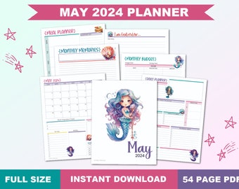 May 2024 Planner Printable PDF. A daily agenda to stay organized all month with calendars, trackers, to-do lists, meal planners, and more