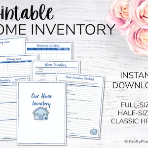 Home Inventory Planner Printable Household Asset Tracker, Property Organization Kit, Estate Planning Asset Documentation - BLUE Editable