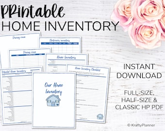 Home Inventory Planner Printable Household Asset Tracker, Property Organization Kit, Estate Planning Asset Documentation - BLUE Editable