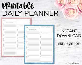 Daily Planning Page - Pink - Instant Download