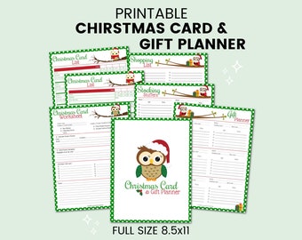 Festive Owl Christmas Card & Gift Planner for organizing all your holiday greetings and gifts.