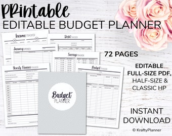 Budget Binder | Financial Planner - Editable PDF  - Black/Gray