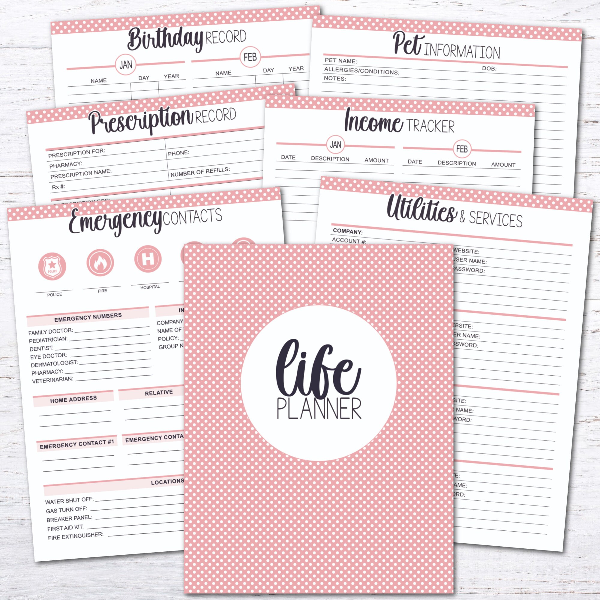 Home Management Binder Editable Planner Bundle Starter Kit Pink - Etsy